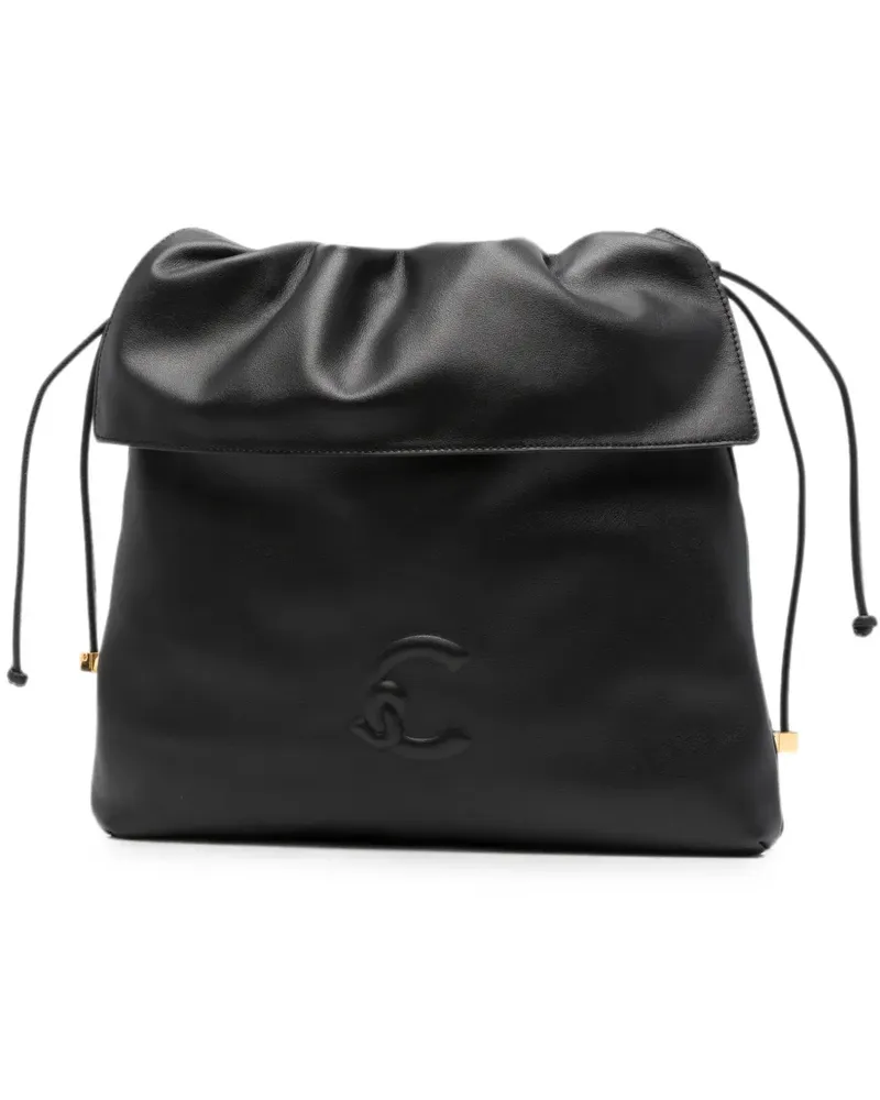 Coccinelle logo-plaque drawstring shoulder bag - Schwarz Schwarz