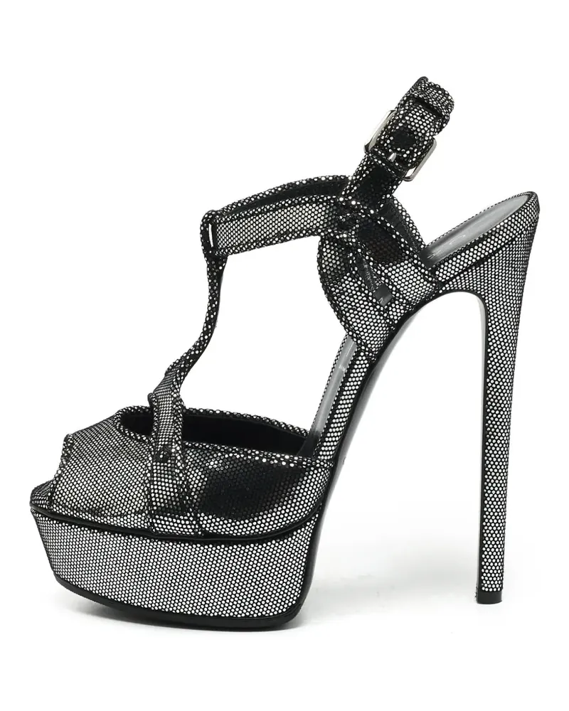 Casadei Strukturierte Plateau-Sandalen - Silber Silber