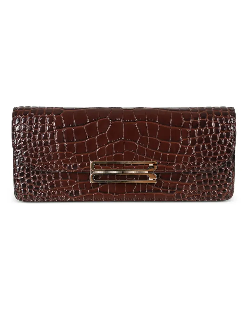 Victoria Beckham Dorian Schultertasche mit Kroko-Effekt - Braun Braun