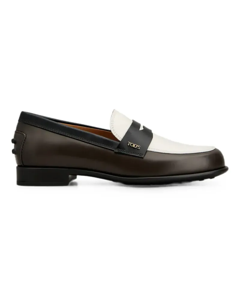 TOD'S logo-detail penny loafers - Braun Braun