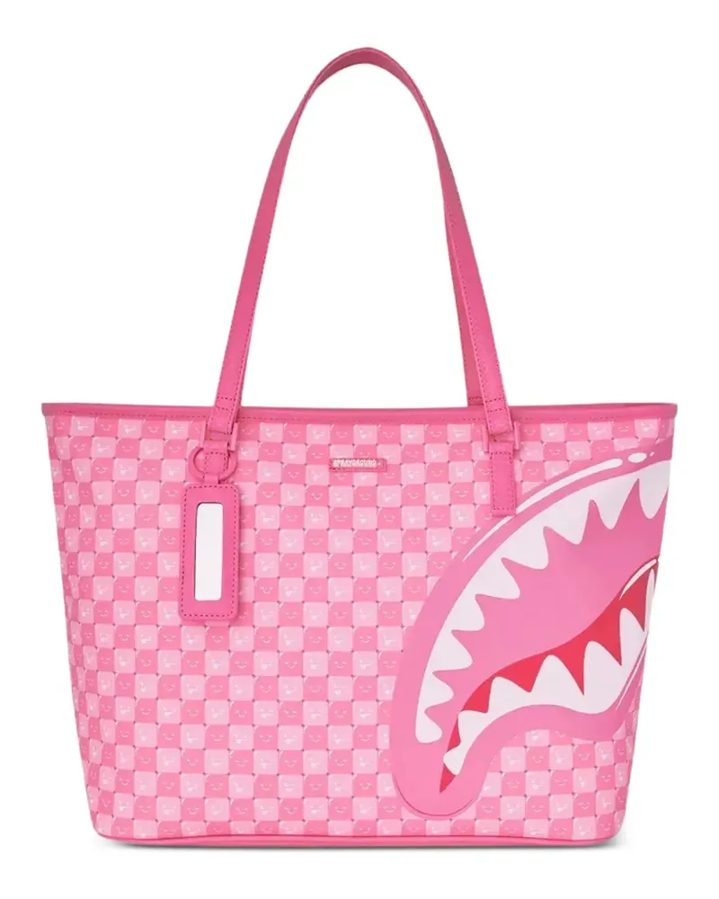 Sprayground New Check Faces Tote Bag mit Haimaul - Rosa Rosa