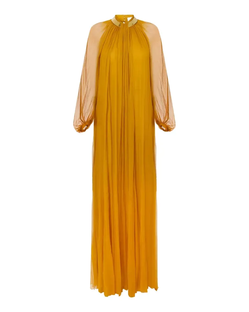 Elisabetta Franchi Red Carpet crepon dress with jewel collar - Gelb Gelb