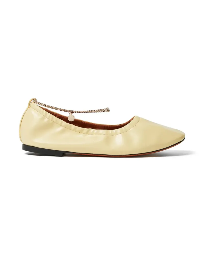 Stella McCartney chain-embellished ruched ballet flats - Nude Nude