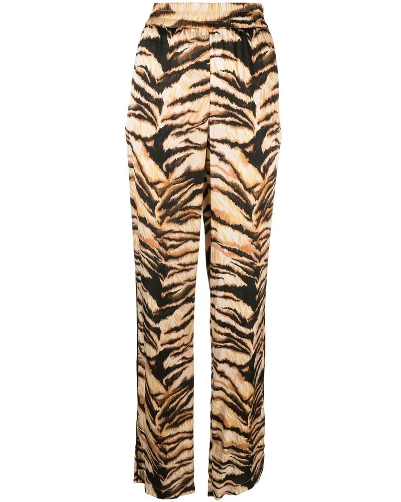Roberto Cavalli Taillenhose mit Tiger-Print - Nude Nude