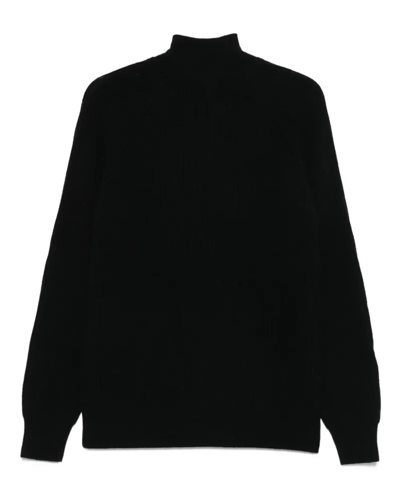 BARBA Gerippter Cardigan mit Reißverschluss - Schwarz Schwarz