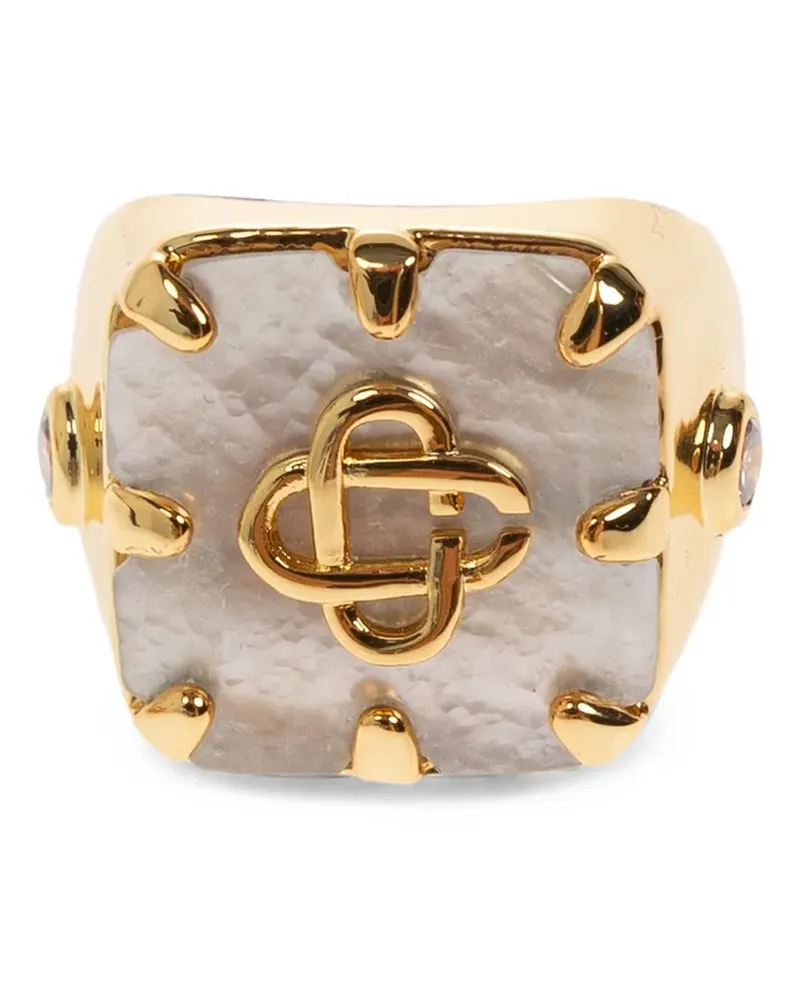 Casablanca Paris logo-plaque signet ring - Gold Gold
