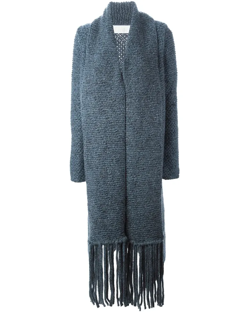 Chloé Strickmantel mit Fransen - Blau Blau
