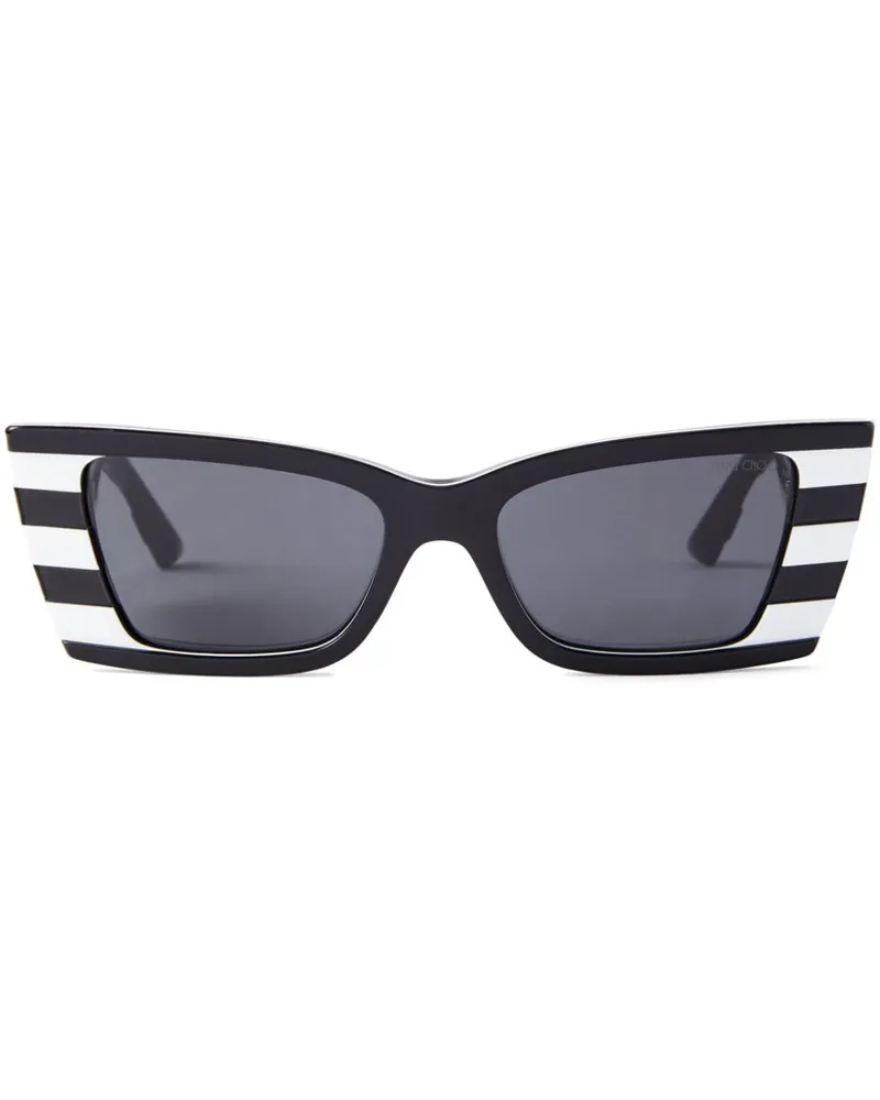 Jimmy Choo Gestreifte Cat-Eye-Sonnenbrille - Schwarz Schwarz