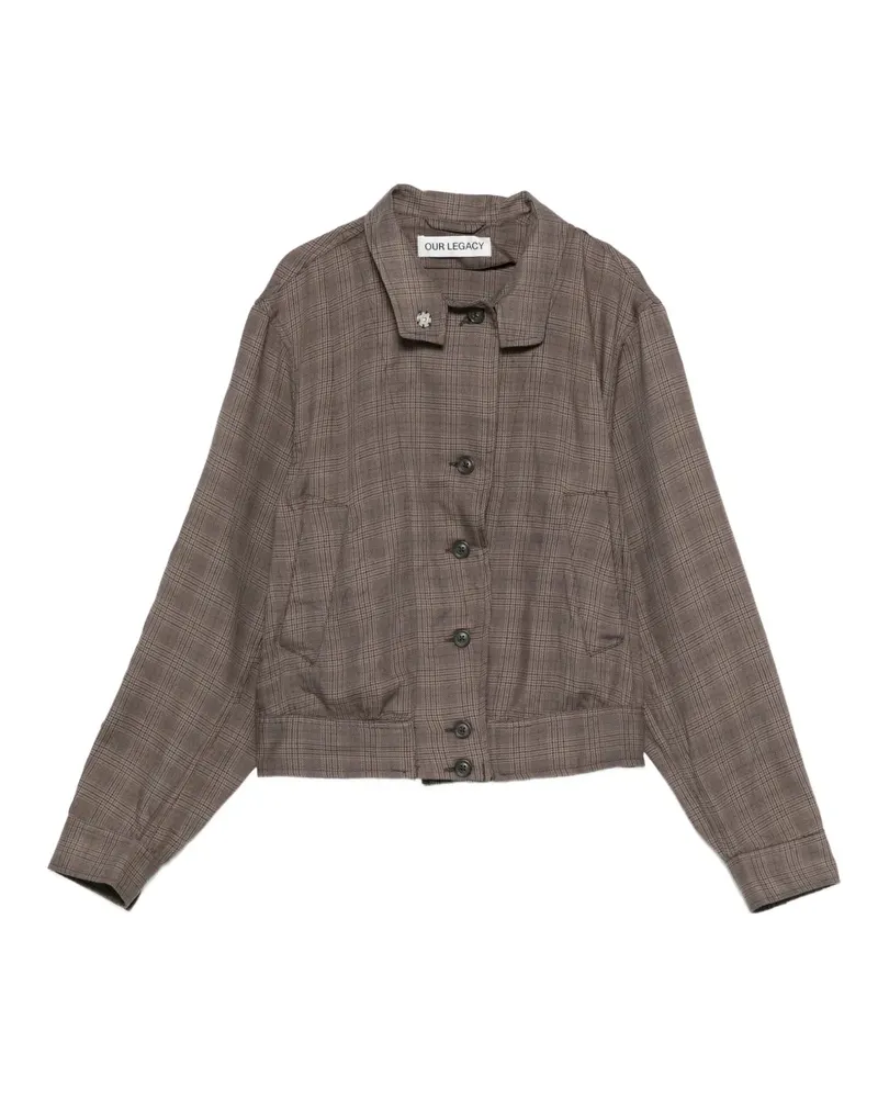Our Legacy Karierte Bomberjacke mit Knöpfen - Braun Braun