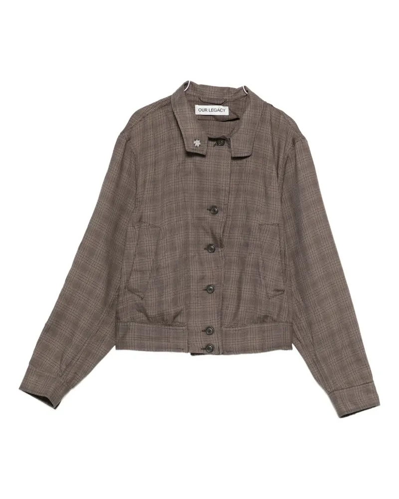 Our Legacy checked button-up bomber jacket - Braun Braun