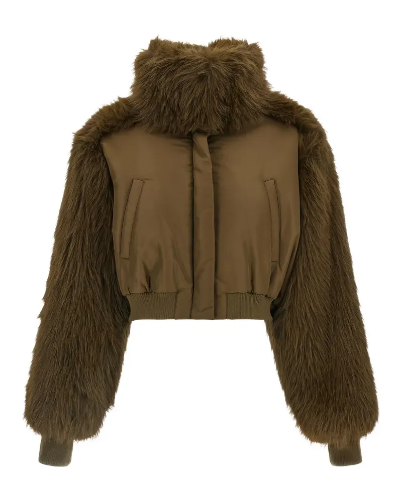 Fabiana Filippi Bela Cropped-Jacke mit Faux Fur - Grün Grün