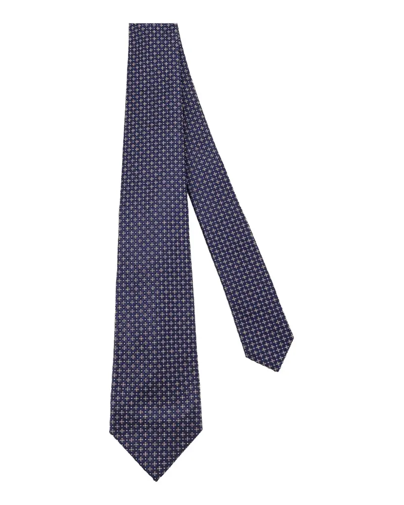 Kiton geometric-pattern tie - Blau Blau