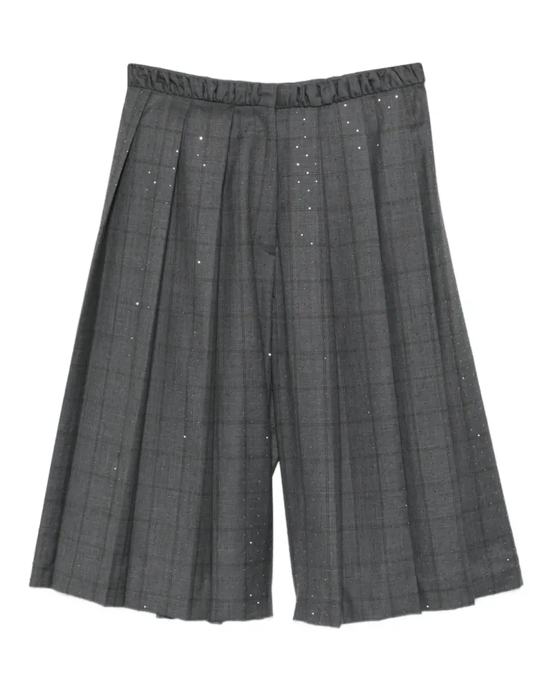 Sandro Karierte Shorts mit Strass - Grau Grau