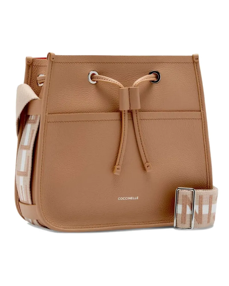 Coccinelle Raquel logo-strap bucket bag - Nude Nude