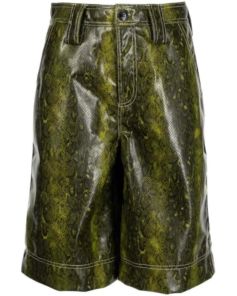 Ganni Lederjacke mit Schlangen-Effekt - Grün Grün