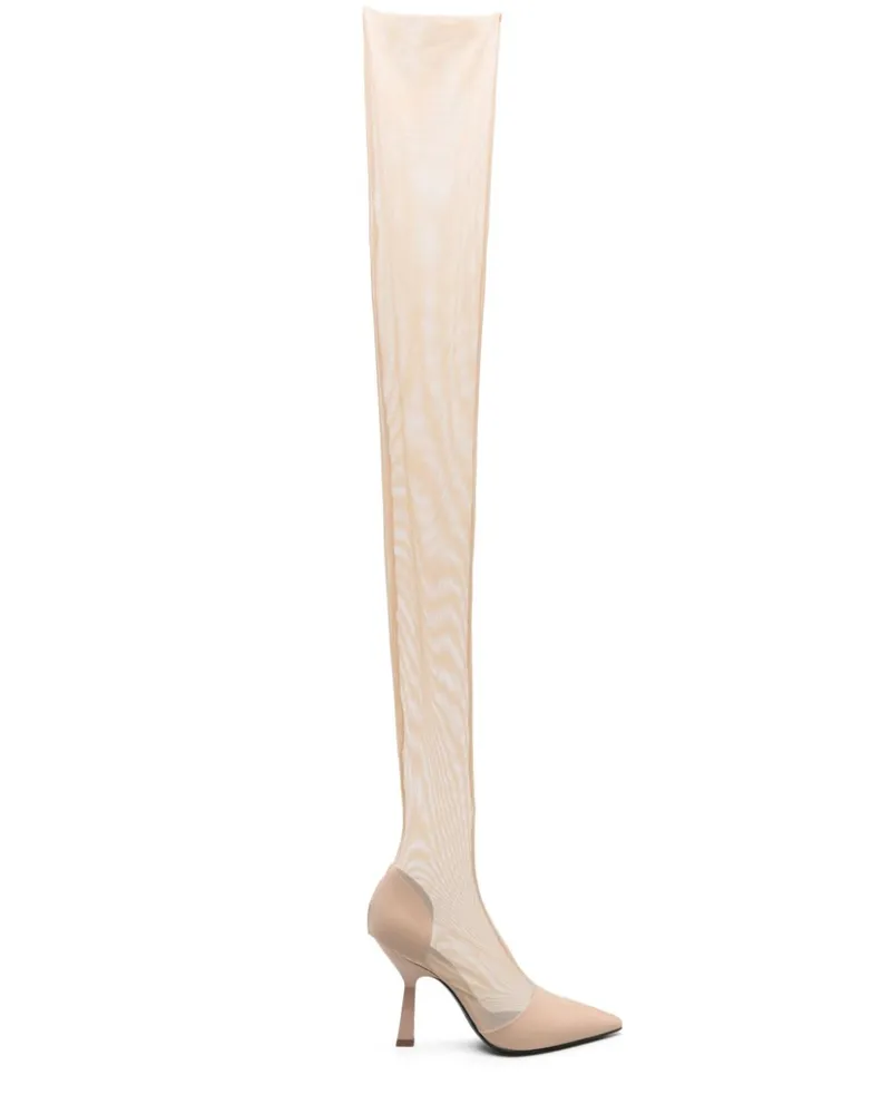 Patrizia Pepe Overknee-Stiefel mit Tüll 100mm - Nude Nude