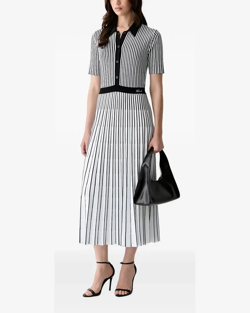Karl Lagerfeld striped pleated midi dress - Weiß Weiß