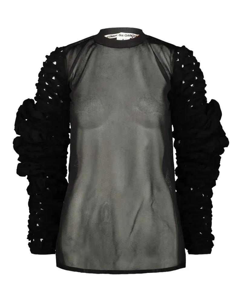 Comme des Garçons sheer ruffled-sleeve blouse - Schwarz Schwarz