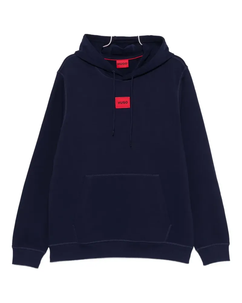 HUGO BOSS logo-embroidery hoodie - Blau Blau