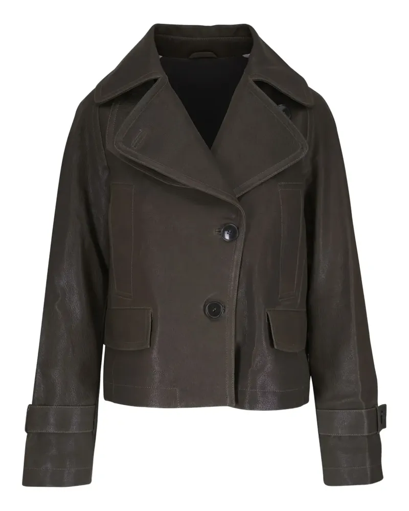 ODEEH Geknöpfte Lederjacke - Braun Braun