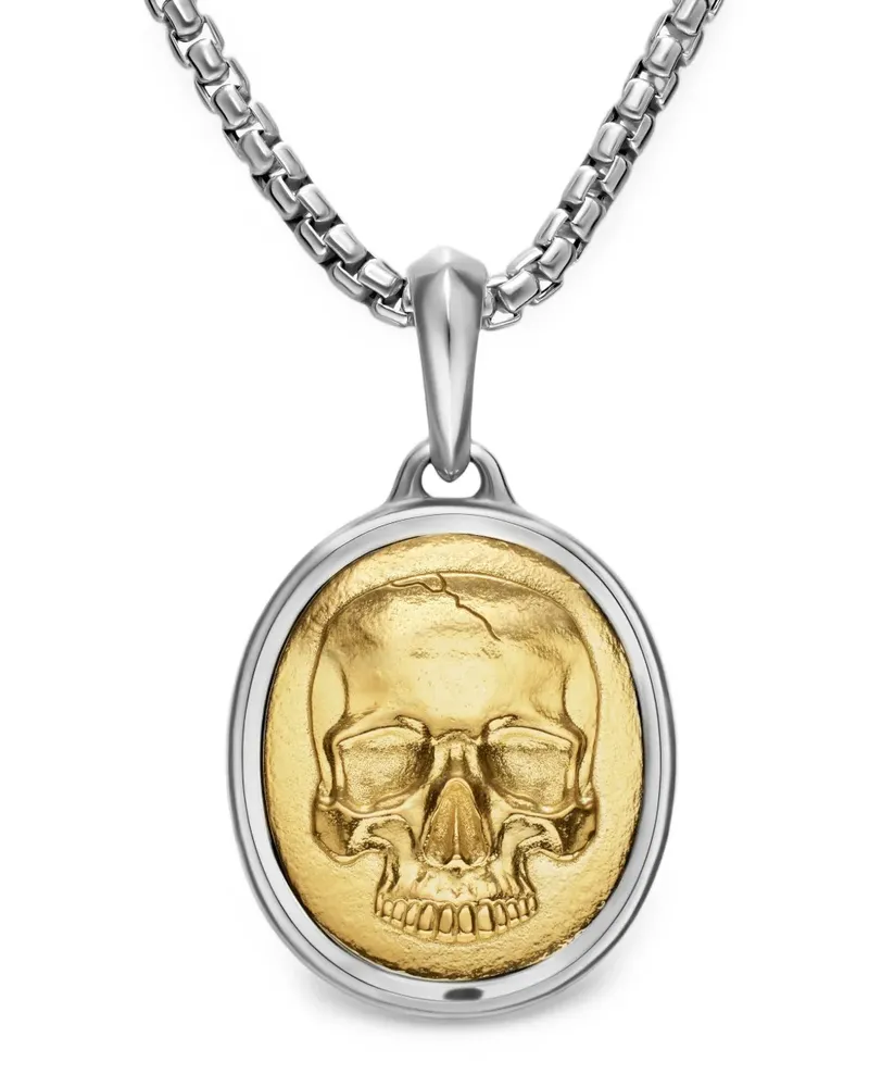David Yurman Memento Mori Halskette mit Totenkopf - Silber Silber