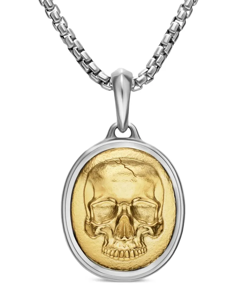 David Yurman Memento Mori Halskette mit Totenkopf - Silber Silber
