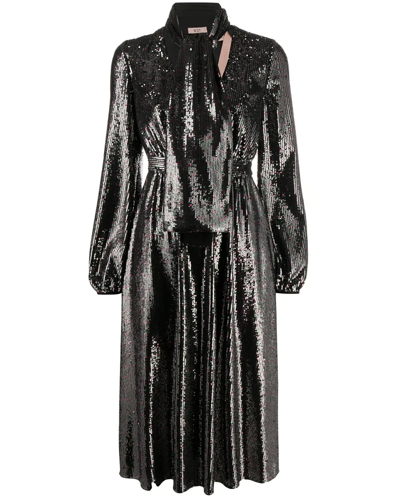N° 21 Midikleid mit Pailletten - Schwarz Schwarz