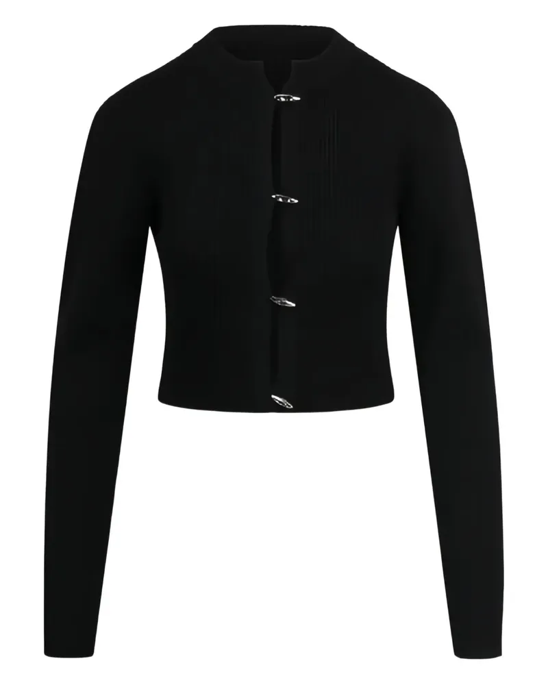 YUZEFI Gerippter Pullover mit Knöpfen - Schwarz Schwarz