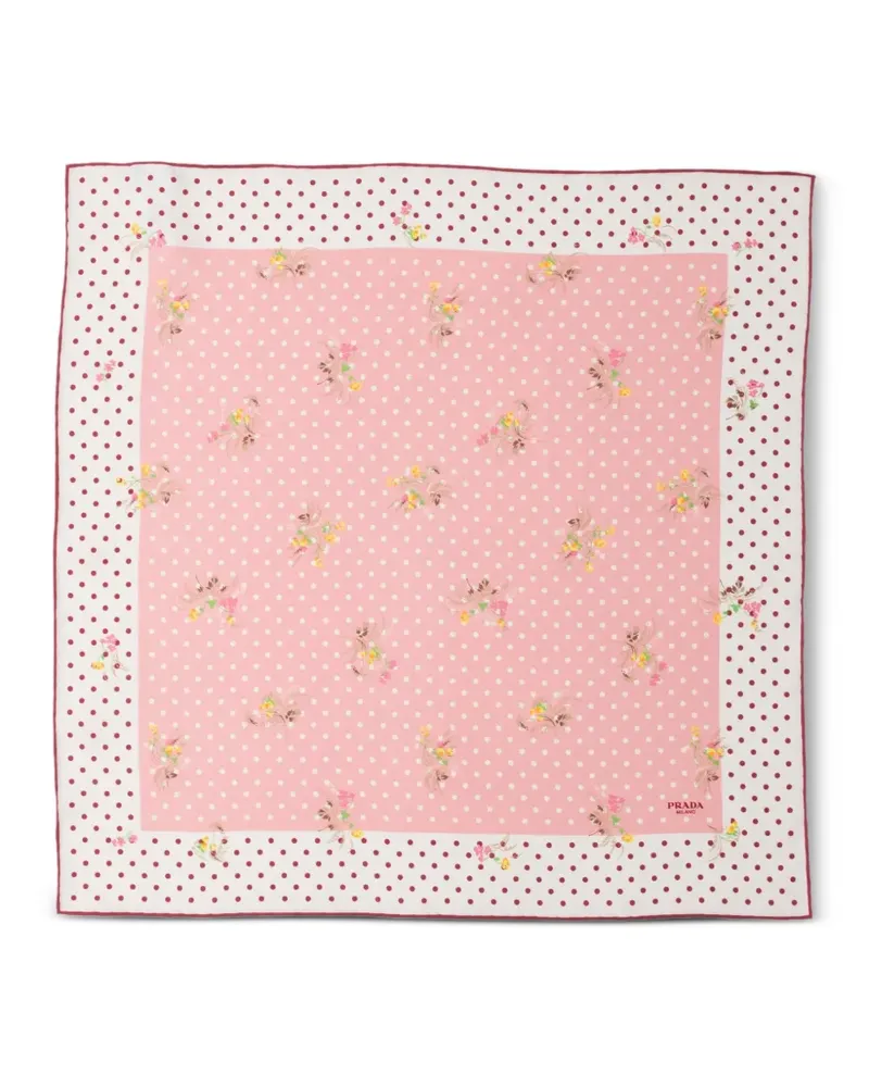 Prada printed silk twill scarf 55 - Rosa Rosa