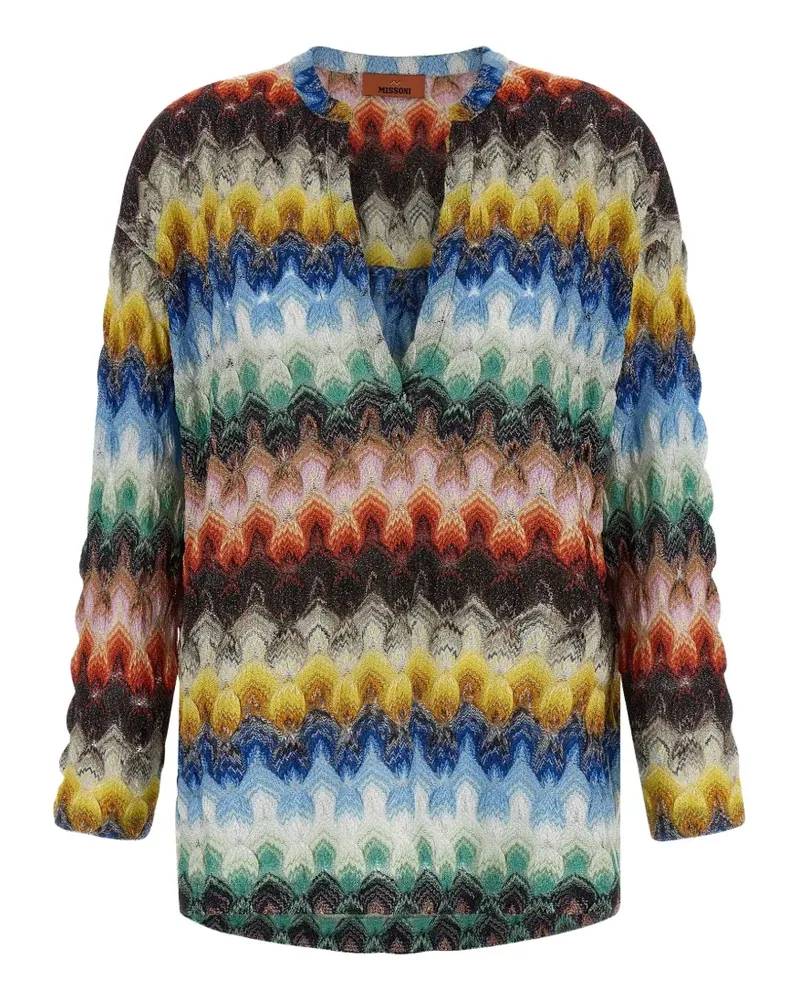 Missoni lamé raschel-knit blouse - Blau Blau