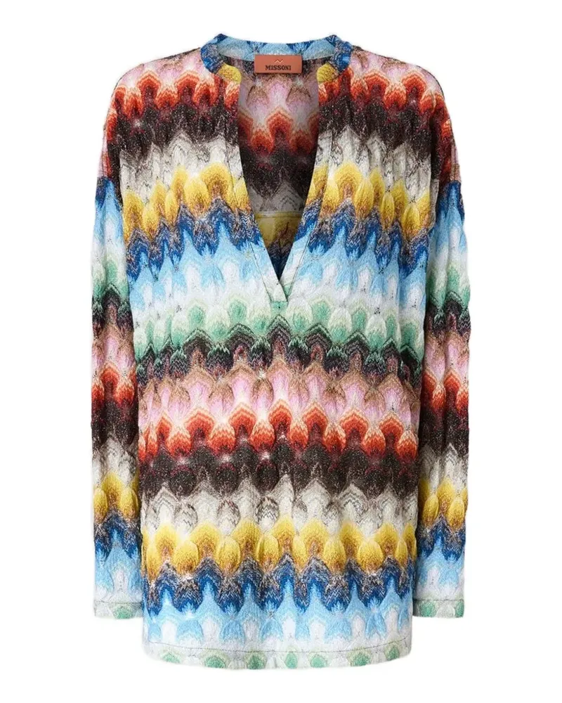 Missoni Lamé-Bluse aus Raschelstrick - Blau Blau