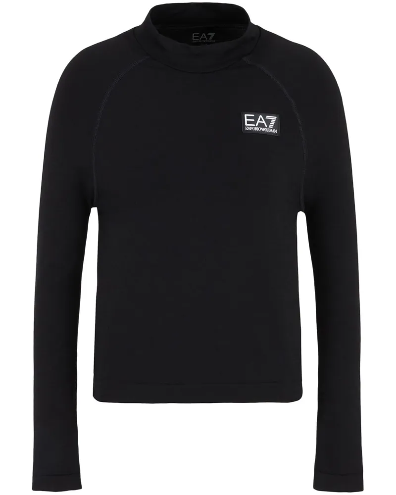 EA7 Oberteil mit Logo-Patch - Schwarz Schwarz