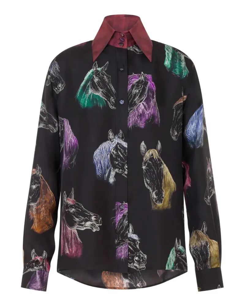 Moschino Hemd mit Pferden-Print - Schwarz Schwarz