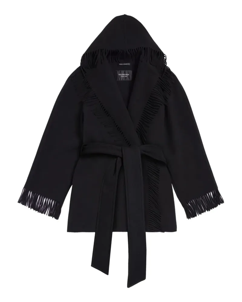 Balenciaga Strickmantel mit Fransen - Schwarz Schwarz