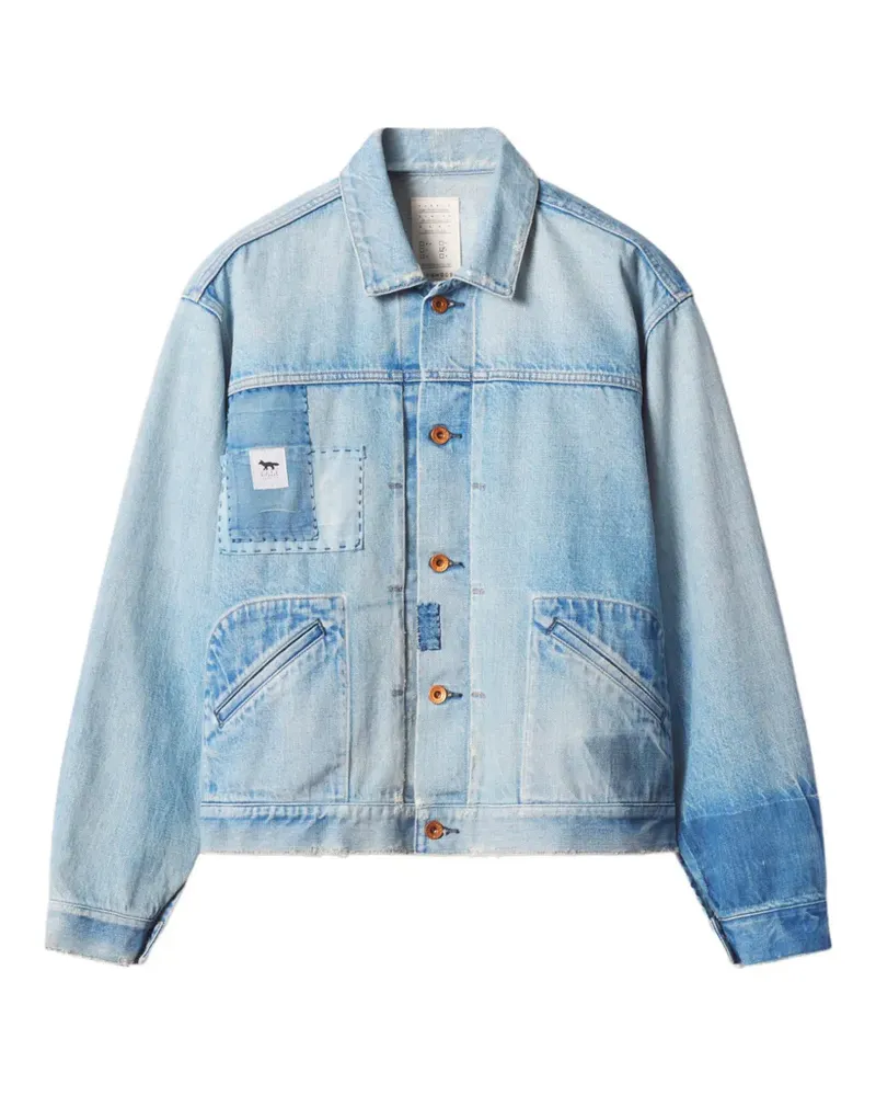 Kitsuné Baumwoll-Jeansjacke im Patchwork-Look - Blau Blau