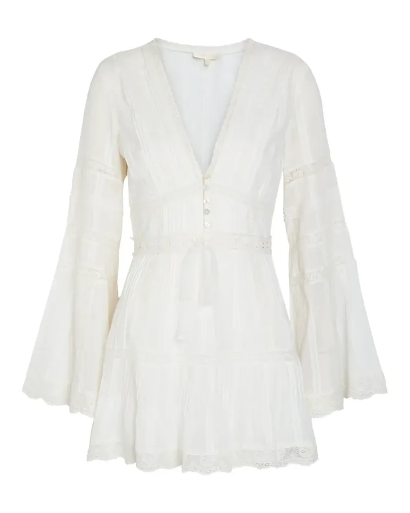 LoveShackFancy flared-sleeve mini dress - Weiß Weiß