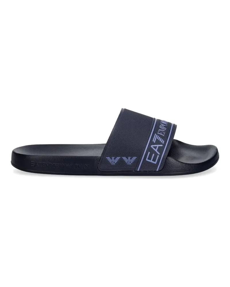 EA7 Pantoletten mit Logo-Print - Blau Blau