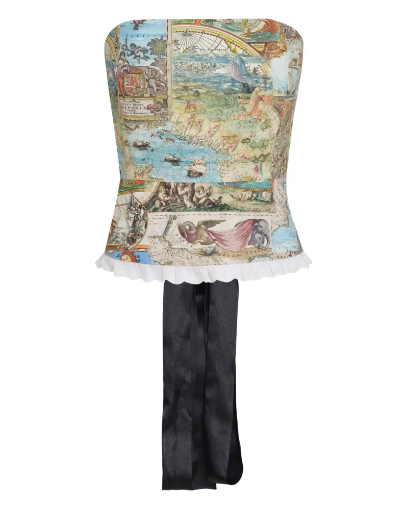 OLYMPIAH Corsage mit Landkarten-Print - Nude Nude