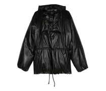 Gefütterter Kapuzenmantel - Schwarz