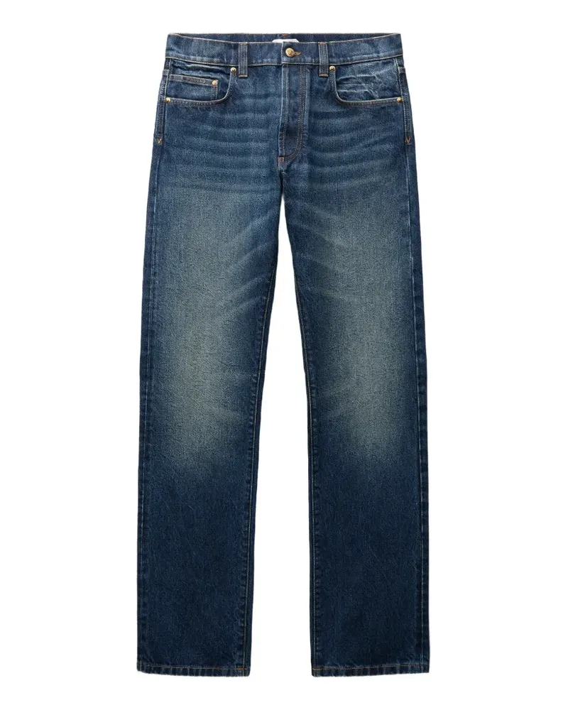 Versace Gerade Jeans mit Stickerei - Blau Blau