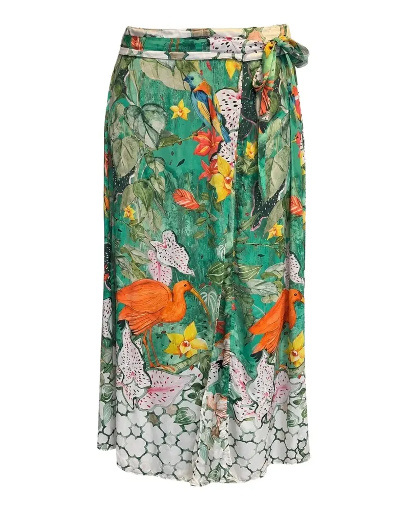 Amir Slama tropical-print wrap maxi skirt - Grün Grün