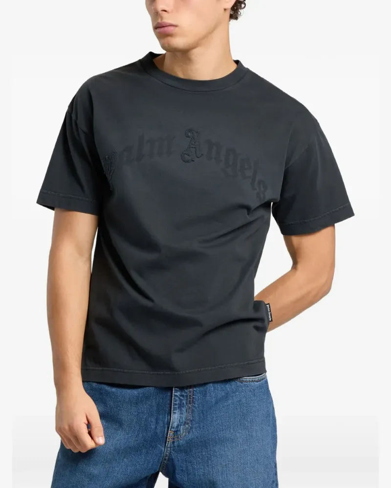 Palm Angels T-Shirt mit Logo-Patch - Schwarz Schwarz