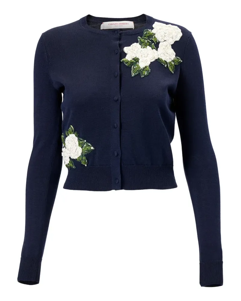 Carolina Herrera New York Bestickter Cardigan mit Pailletten - Blau Blau