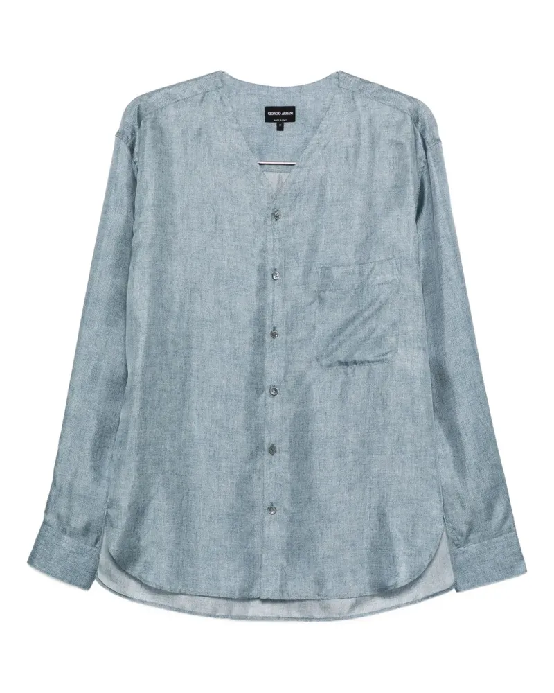 Giorgio Armani Hemd mit V-Ausschnitt - Blau Blau