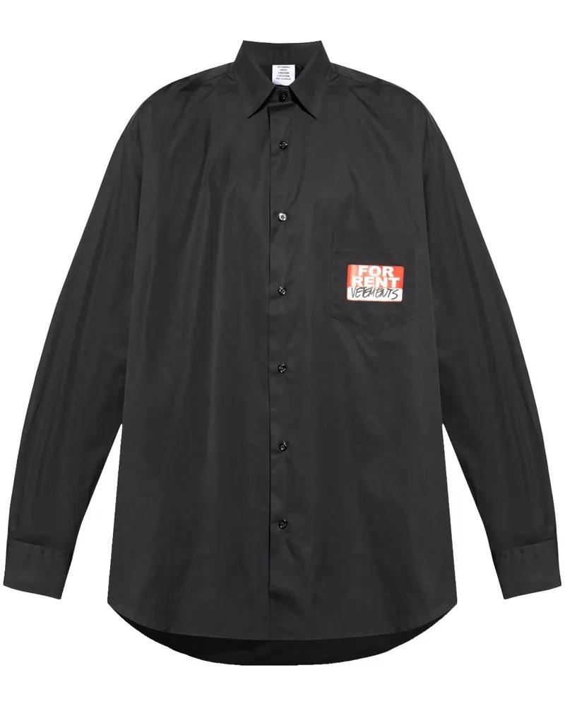 VETEMENTS Hemd mit Sticker-Print - Schwarz Schwarz
