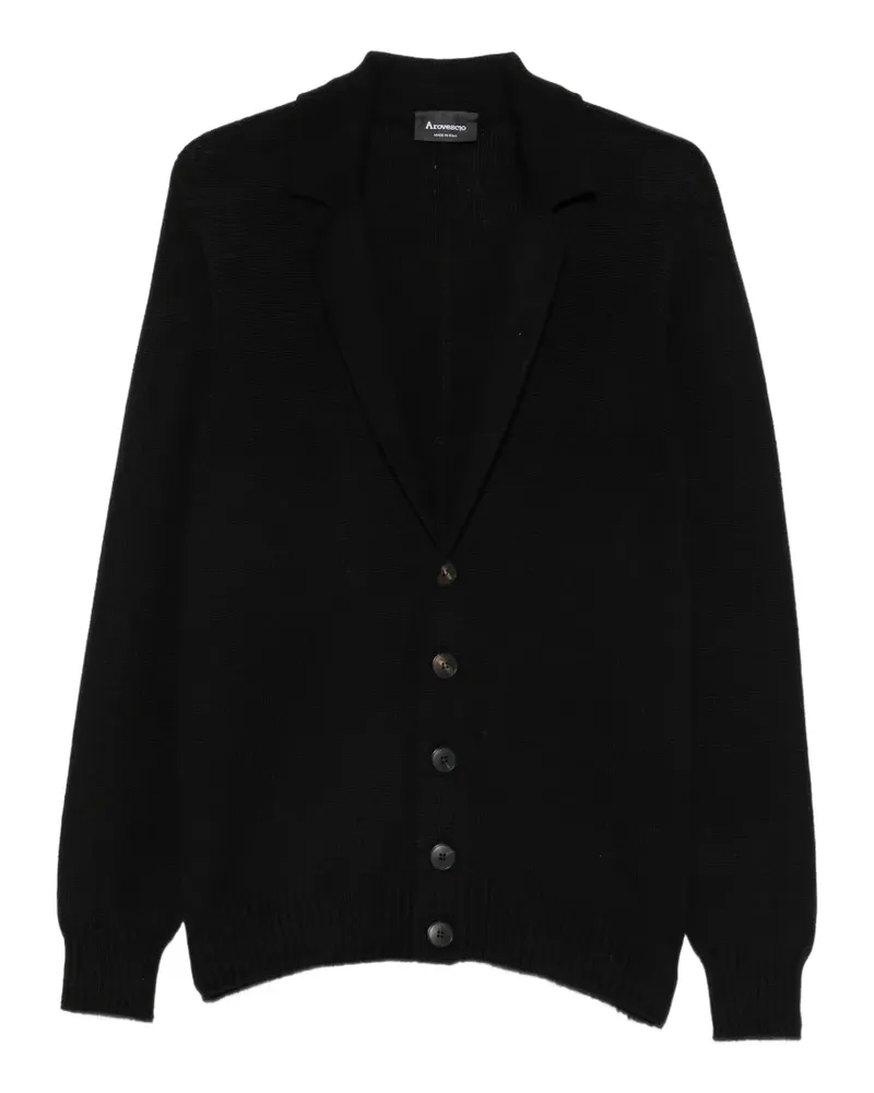 Arovescio Cardigan mit Knopfleiste und fallendem Revers - Schwarz Schwarz