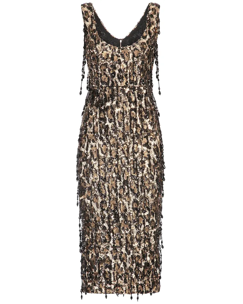 Dolce & Gabbana Paillettenkleid mit Leoparden-Print - Schwarz Schwarz