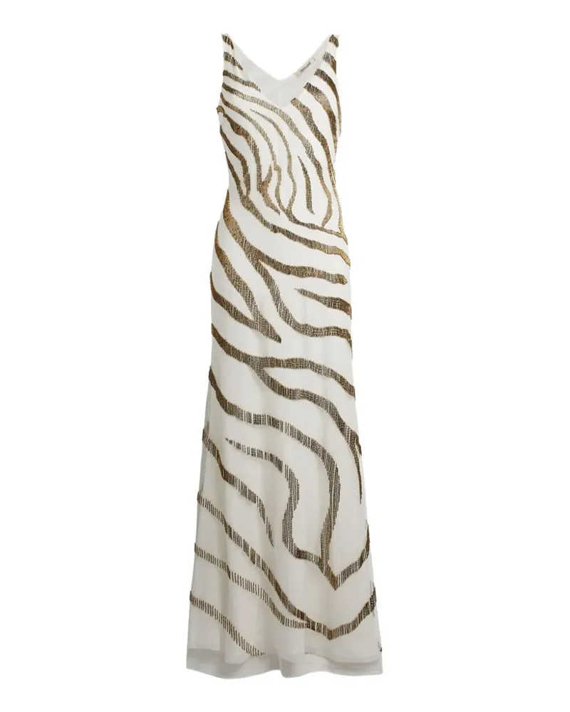 Roberto Cavalli Bestickte Robe mit Zebra-Muster - Nude Nude