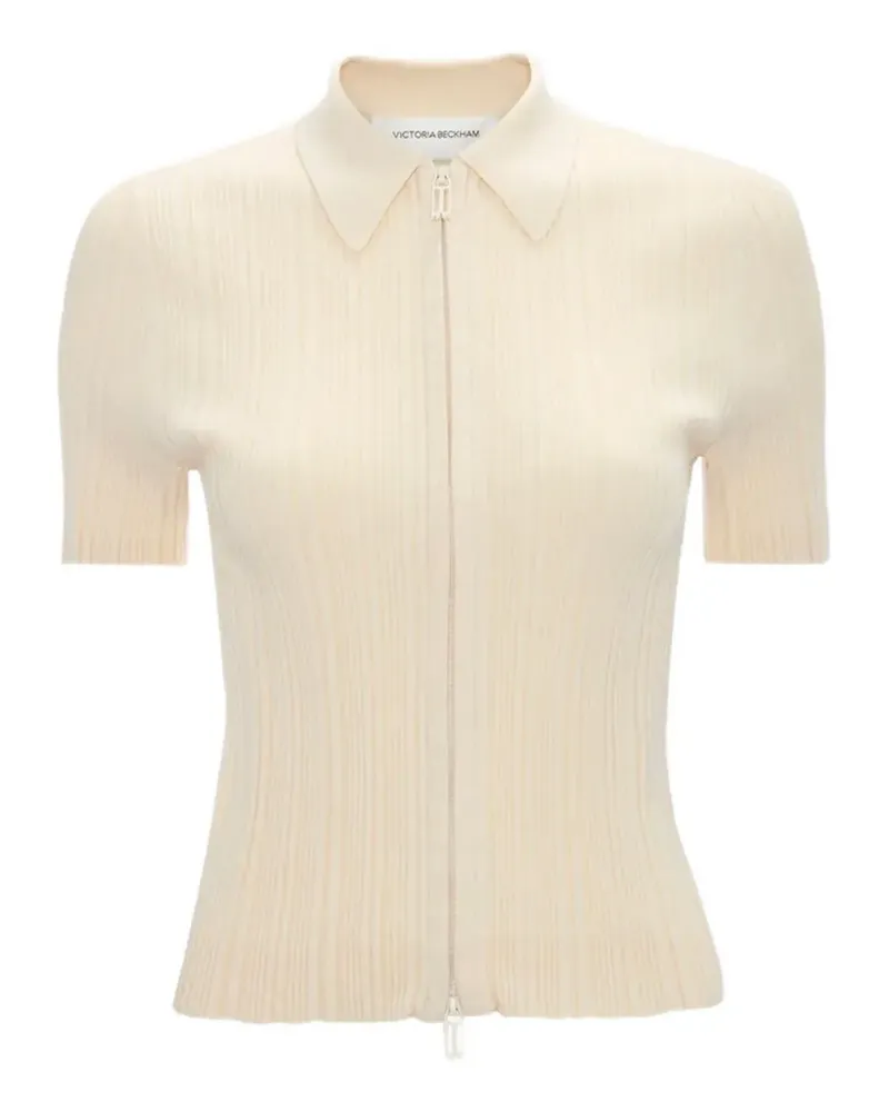 Victoria Beckham ribbed-knit short-sleeve shirt - Nude Nude