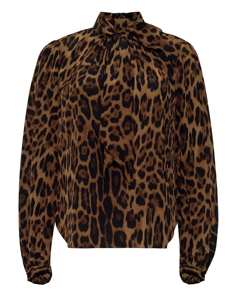 Adam Lippes Joan Schluppenbluse mit Leoparden-Print - Braun Braun